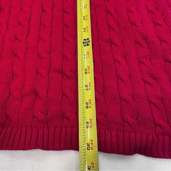 Lauren Ralph Lauren women’s Red Cable Knit Pullover cotton Sweater V Neck Sz 2X - Picture 5 of 8
